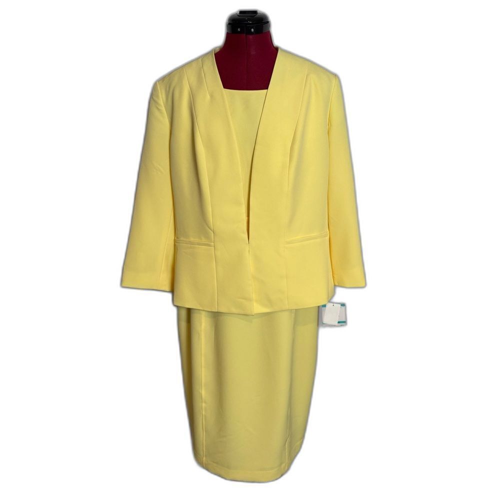 NWT Kasper Jacket Dress Women's Size 16 Limoncello 2-Piece Set Blazer & Dress